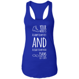 Bible Verse Ladies Ideal Racerback Tank - "Psalm 119:105" Design 20 (White Font) - Meditate Healing Christian Store