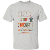 Bible Verse Men 5.3 oz. T-Shirt - "Psalm 73:26" Design 15 - Meditate Healing Christian Store