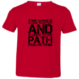Bible Verse Toddler Jersey T-Shirt - "Psalm 119:105" Design 7 (Black Font) - Meditate Healing Christian Store