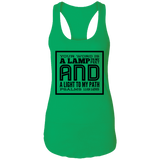 Bible Verses Ladies Ideal Racerback Tank - "Psalm 119:105" Design 12 (Black Font) - Meditate Healing Christian Store