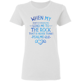 Bible Verses Ladies' 5.3 oz. T-Shirt - "Psalm 61:2" Design 17 - Meditate Healing Christian Store