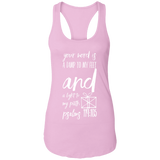 Bible Verse Ladies Ideal Racerback Tank - "Psalm 119:105" Design 18 (White Font) - Meditate Healing Christian Store