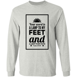Bible Verse Long Sleeve  Ultra Cotton T-Shirt - "Psalm 119:105" Design 2 (Black Font) - Meditate Healing Christian Store