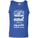 Bible Verse Men 100% Cotton Tank Top - "Psalm 119:105" Design 17 (White Font) - Meditate Healing Christian Store