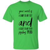Bible Verse Men 5.3 oz. T-Shirt - "Psalm 119:105" Design 9 (Black Font) - Meditate Healing Christian Store