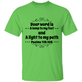 Bible Verse Men 5.3 oz. T-Shirt - "Psalm 119:105" Design 1 (Black Font) - Meditate Healing Christian Store
