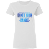 Bible Verses Ladies' 5.3 oz. T-Shirt - "Psalm 61:2" Design 4 - Meditate Healing Christian Store
