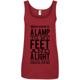 Bible Verses Ladies' 100% Ringspun Cotton Tank Top - "Psalm 119:105" Design 4 (Black Font) - Meditate Healing Christian Store