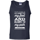 Bible Verse Men 100% Cotton Tank Top - "Psalm 119:105" Design 15 (White Font) - Meditate Healing Christian Store
