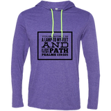 Bible Verse Men Long Sleeve T-Shirt Hoodie - "Psalm 119:105" Design 13 (Black Font) - Meditate Healing Christian Store