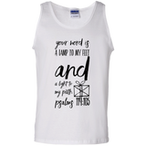 Bible Verse Men 100% Cotton Tank Top - "Psalm 119:105" Design 18 (Black Font) - Meditate Healing Christian Store