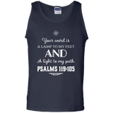 Bible Verse Men 100% Cotton Tank Top - "Psalm 119:105" Design 5 (White Font) - Meditate Healing Christian Store
