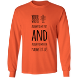 Bible Verse Long Sleeve  Ultra Cotton T-Shirt - "Psalm 119:105" Design 19 (Black Font) - Meditate Healing Christian Store