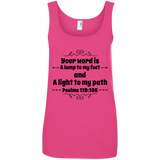 Bible Verse Ladies' 100% Ringspun Cotton Tank Top - "Psalm 119:105" Design 1 (Black Font) - Meditate Healing Christian Store