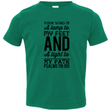 Bible Verse Toddler Jersey T-Shirt - "Psalm 119:105" Design 3 (Black Font) - Meditate Healing Christian Store