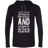 Bible Verse Men Long Sleeve T-Shirt Hoodie - "Psalm 119:105" Design 3 (White Font) - Meditate Healing Christian Store