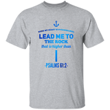 Bible Verse Men 5.3 oz. T-Shirt - "Psalm 61:2" Design 1 - Meditate Healing Christian Store