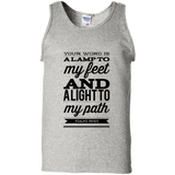 Bible Verse Men 100% Cotton Tank Top - "Psalm 119:105" Design 15 (Black Font) - Meditate Healing Christian Store