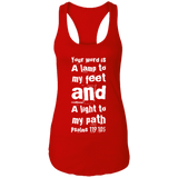 Bible Verse Ladies Ideal Racerback Tank - "Psalm 119:105" Design 6 (White Font) - Meditate Healing Christian Store