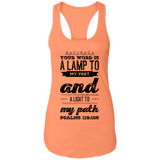 Bible Verses Ladies Ideal Racerback Tank - "Psalm 119:105" Design 17 (Black Font) - Meditate Healing Christian Store