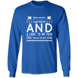 Bible Verse Long Shirt Ultra Cotton T-Shirt - "Psalm 119:105" Design 14 (White Font) - Meditate Healing Christian Store
