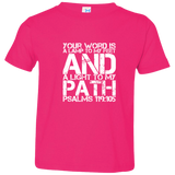 Bible Verse Toddler Jersey T-Shirt - "Psalm 119:105" Design 7 (White Font) - Meditate Healing Christian Store