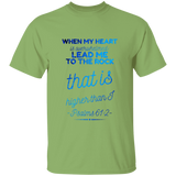 Bible Verse Men 5.3 oz. T-Shirt - "Psalm 61:2" Design 18 - Meditate Healing Christian Store