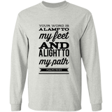 Bible Verse Long Sleeve  Ultra Cotton T-Shirt - "Psalm 119:105" Design 15 (Black Font) - Meditate Healing Christian Store