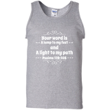 Bible Verse Men 100% Cotton Tank Top - "Psalm 119:105" Design 1 (White Font) - Meditate Healing Christian Store