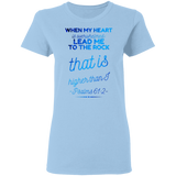 Bible Verses Ladies' 5.3 oz. T-Shirt - "Psalm 61:2" Design 18 - Meditate Healing Christian Store