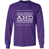 Bible Verse Long Shirt Ultra Cotton T-Shirt - "Psalm 119:105" Design 11 (White Font) - Meditate Healing Christian Store