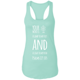 Bible Verse Ladies Ideal Racerback Tank - "Psalm 119:105" Design 19 (White Font) - Meditate Healing Christian Store