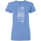 Bible Verse Ladies' 5.3 oz. T-Shirt - "Psalm 119:105" Design 20 (White Font) - Meditate Healing Christian Store