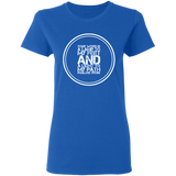 Bible Verse Ladies' 5.3 oz. T-Shirt - "Psalm 119:105" Design 8 (White Font) - Meditate Healing Christian Store