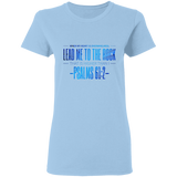 Bible Verses Ladies' 5.3 oz. T-Shirt - "Psalm 61:2" Design 4 - Meditate Healing Christian Store