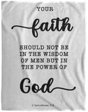 Typography Premium Sherpa Mink Blanket - Faith In The Power Of God ~1 Corinthians 2:5~