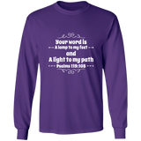 Bible Verse Unisex Long Sleeve T-Shirt - Your Word Is Light To My Path ~Psalm 119:105~ Design 1