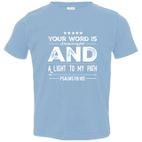 Bible Verse Toddler Jersey T-Shirt - "Psalm 119:105" Design 16 (White Font) - Meditate Healing Christian Store