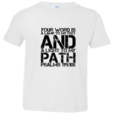Bible Verse Toddler Jersey T-Shirt - "Psalm 119:105" Design 7 (Black Font) - Meditate Healing Christian Store