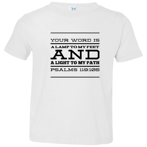 Bible Verse Toddler Jersey T-Shirt - "Psalm 119:105" Design 11 (Black Font) - Meditate Healing Christian Store