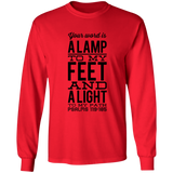 Bible Verse Long Sleeve  Ultra Cotton T-Shirt - "Psalm 119:105" Design 4 (Black Font) - Meditate Healing Christian Store