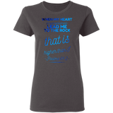 Bible Verses Ladies' 5.3 oz. T-Shirt - "Psalm 61:2" Design 18 - Meditate Healing Christian Store