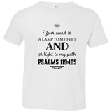 Bible Verse Toddler Jersey T-Shirt - "Psalm 119:105" Design 5 (Black Font) - Meditate Healing Christian Store
