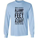 Bible Verse Long Sleeve  Ultra Cotton T-Shirt - "Psalm 119:105" Design 4 (Black Font) - Meditate Healing Christian Store