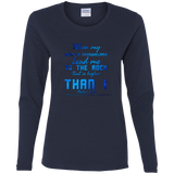 Bible Verse Ladies' Cotton Long Sleeve T-Shirt - "Psalm 61-2" Design 6 - Meditate Healing Christian Store