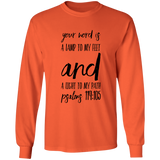 Bible Verse Long Sleeve  Ultra Cotton T-Shirt - "Psalm 119:105" Design 9 (Black Font) - Meditate Healing Christian Store