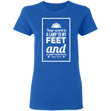 Bible Verse Ladies' 5.3 oz. T-Shirt - "Psalm 119:105" Design 2 (White Font) - Meditate Healing Christian Store