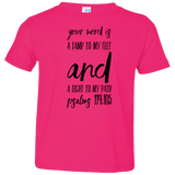 Bible Verse Toddler Jersey T-Shirt - "Psalm 119:105" Design 9 (Black Font) - Meditate Healing Christian Store