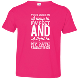 Bible Verse Toddler Jersey T-Shirt - "Psalm 119:105" Design 3 (White Font) - Meditate Healing Christian Store