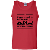 Bible Verse Men 100% Cotton Tank Top - "Psalm 119:105" Design 10 (Black Font) - Meditate Healing Christian Store